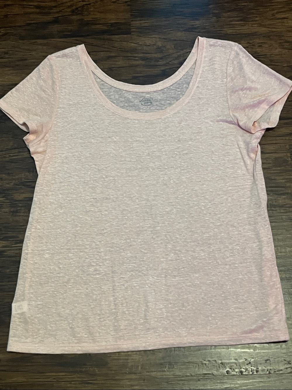 LOFT Linen Scoop-neck Soft Pink Top Size Large